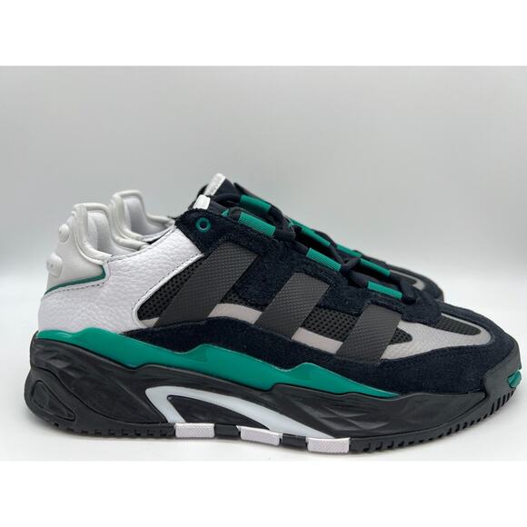 Adidas Originals Niteball Low Mens Athletic Shoes Black Green FW2477 Size 8 NEW - Picture 1 of 12